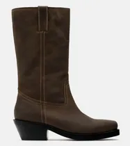 Comprar Botas Biker Cuero Marrón Zara