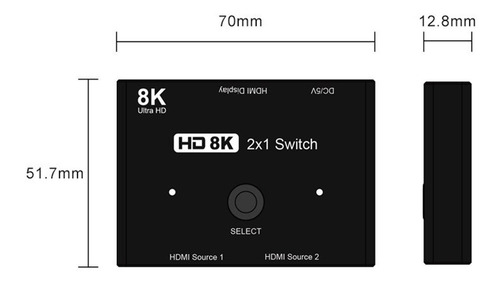 Imagen 9 de 9 de Conmutador 2.1 Compatible Con Hdmi 8k 2 En 1 Salida De Alta