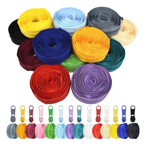 42 Yardas # 5 De Nylon Espiral Cremalleras Kit De Costu...