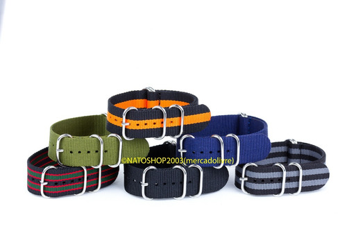 Imagem 3 de 5 de Pulseira Relógio Nato Zulu Nylon 20mm Vermelho 5 Anéis