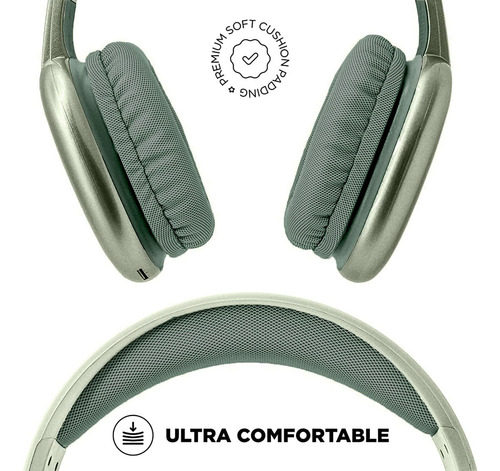 Auriculares Inalámbricos iJoy Ultra con Micrófono - Auriculares Bluetooth Recargables Over-Ear con 10 Horas de Reproducción, Slot para SD, Cable de Respaldo - Auriculares Inalámbricos con Almohadillas