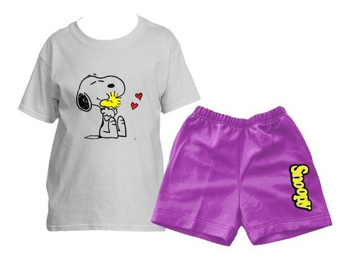 Conjunto Short + Polera Estampado Diseño Snoopy