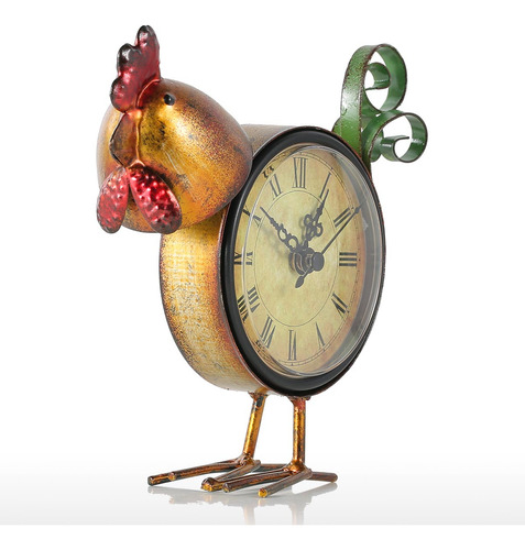 Reloj De Mesa Mudo Con Figura De Pollito De Metal Vintage, O