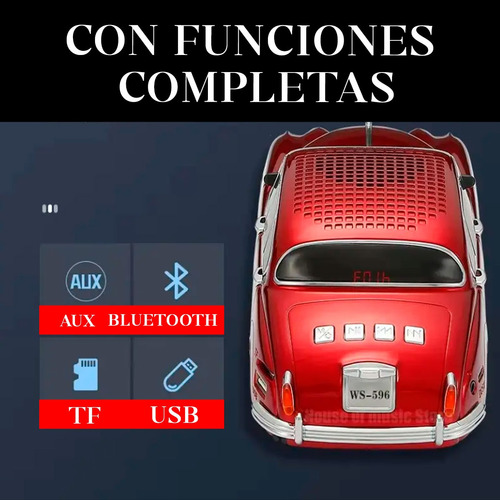 Parlante Portatil Auto Retro Clasico Bluetooth Mp3 Usb Fm Negro
