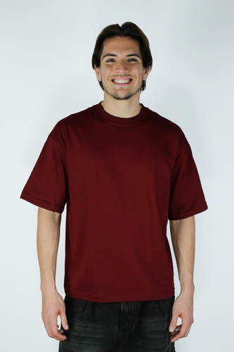 Pack X3 Polos Boxyfit Vino 100% Algodón Hombre
