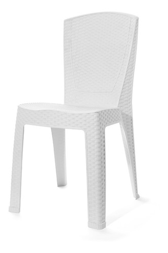 Silla Plástica Reforzada Tecson Lectra Símil Rattan X 2 Uds. Color Blancas