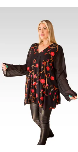 Blusas con tul bordado hot sale