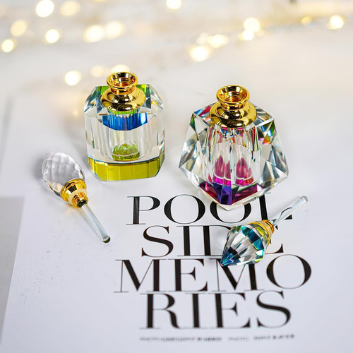 Yu Feng 2 Botellas De Perfume De Cristal Vintage Art Deco Va