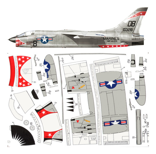 Avion Vought F-8 Crusader Escala 1:33 Papercraft (x Mail)
