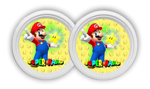 Platos Mario Bros Para Torta Pack X10 Personalizado