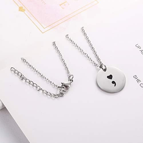 Collar De Disco De Punto Y Coma Del Corazón De Ukodnus Para