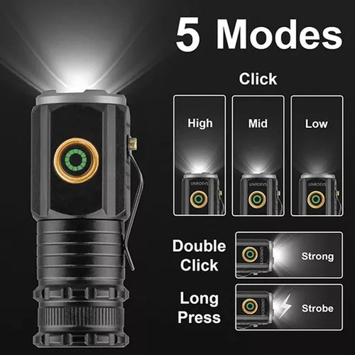 2 Minilinternas Led Recargables Con Carga Usb C