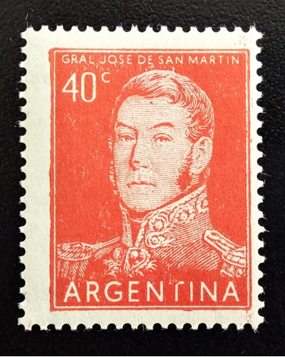 Argentina, Gj 1040a San Martín 40c Gofrado 1954 Mint L15049