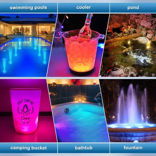 Luces Led Multicolor Sumergible En Agua Piscina Recargables