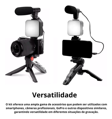 Kit Youtuber Live Vlog Tripé Celular Suporte Led Microfone