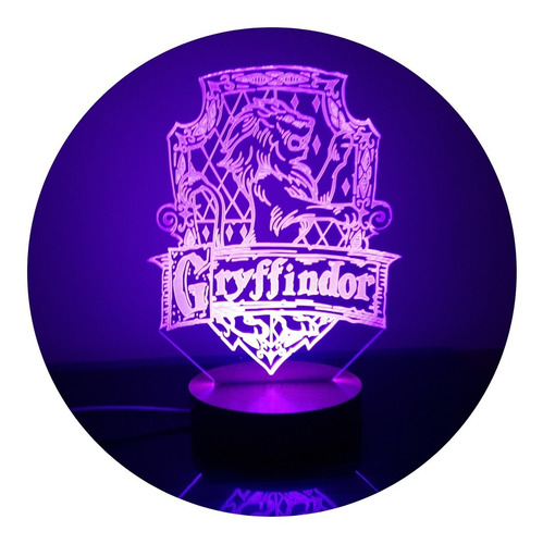 Lámpara De Mesa 3d Griffindor Harry Potter Base Madera