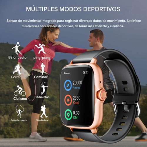 Reloj Inteligente Deportivo, Pantalla Táctil Completa De 4.65 Cm Con Mensaje, Responder Y Hacer Llamadas, Monitorización Del Sueño, Podómetro Deportiv