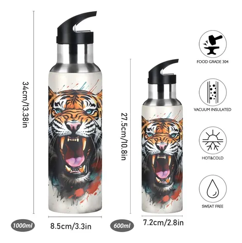 Tiger (14) Botella De Agua Pajita Tapa Termo Botella De...
