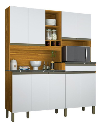 Cozinha Compacta Com 9 Portas 1 Gaveta E Espaço Para Wt