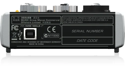 Behringer Xenyx 302usb Mezclador Premium De 5 Entradas