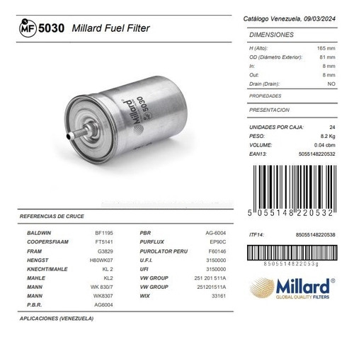 Mf 5030 Filtro Gas Renault R-19 R-21seat Alhambra Reference