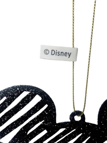 Kit 06 Enfeites Árvore De Natal Preto Glitter Mickey Disney