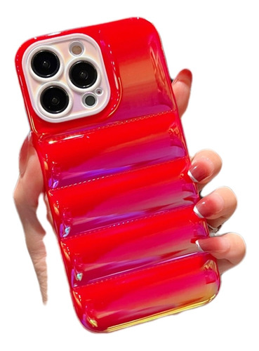 Carcasa Acrilica Tipo Parca Rojo Metalizado Iphone12\12pro  