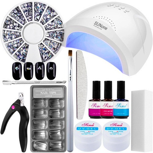 Kit Uñas Gel + Lámpara Uv Led 48w + Top Coat + Base  