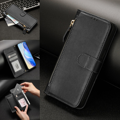 Funda De Piel Con Cierre De Primera Calidad Para Motorola E40, A Prueba De Golpes, Protección De 360°, Cartera, Bloqueo Rfid, Soporte
