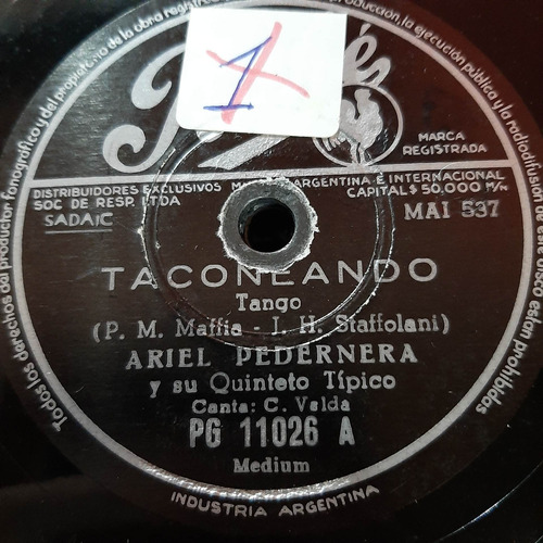 Pasta Ariel Pedernera Quinteto Tipico C Valda Pathe C428