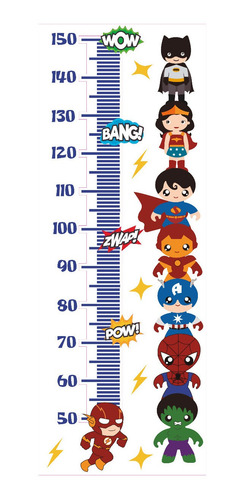 Imagen 2 de 3 de Vinilo Decorativo Medidor Infantil Super Heroes Batman