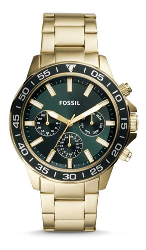 Reloj Fossil Bq2493 Hombre - Análogo | Relojeando Color De La Correa Dorado Color Del Fondo Verde Oscuro