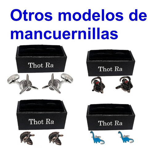Mancuernillas Thot Ra Figura De Lentes Para Camisa E-637 Color Gris oscuro