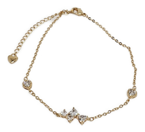 Tobillera Ajustable De Moño Zirconias De Oro Laminado +g18