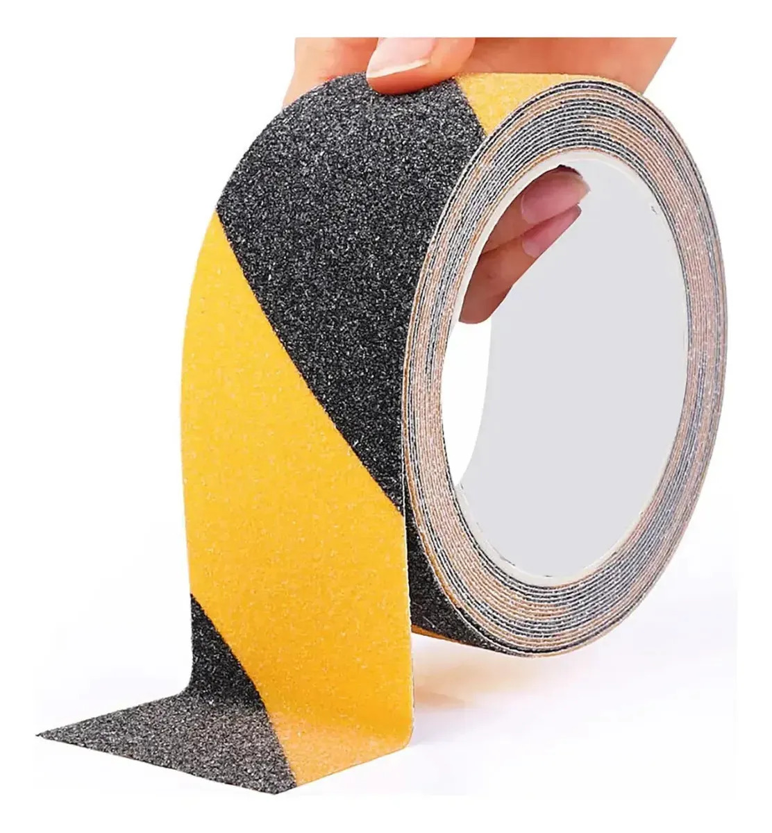 Cinta Adhesiva Antiderrapante Lija Delimitante Seguridad Amarillo Negro Visibilidad Caminos Superficies Escaleras Resistente 20m