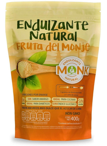 Endulzante Natural Fruta Del Monje Monk 400 Gr