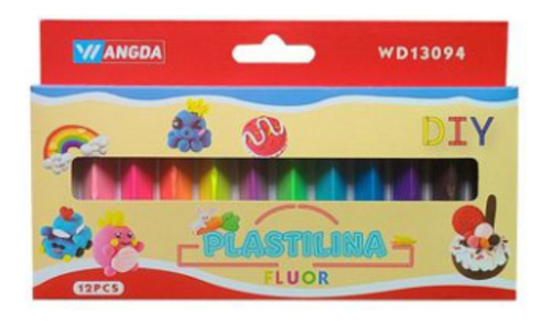 12 Packs Plastilina 12 Colores Fluorescentes Diy Multicolor Fluorescente