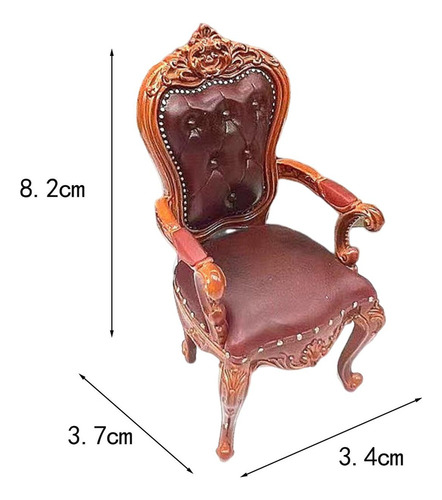 Silla Para Casa De Muñecas, Escala 1/12, Marrón Oscuro