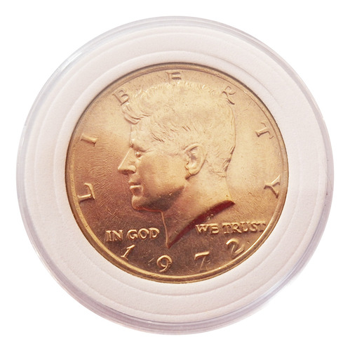 Moneda Plata Ley .90 Half Dollar 1972 En Cápsula Liberty