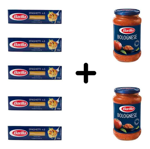 Imagen 1 de 1 de Fideos Barilla Spaghetti 5 Paquetes + 2 Salsas Bolognesa