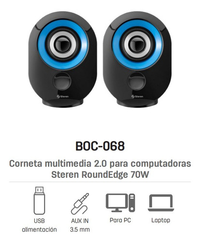 Boc-068 Corneta Multimedia 2.0 Para Computadoras Steren Roun