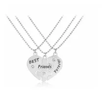 Comprar Set 3 Collares De Dije De Corazon Best Friends Plateado Bff