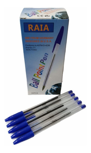 Lapicera Boligrafo Birome Negra Azul Caja X 50 Hogar Oficina