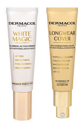 Kit Dermacol Longwear Maquillaje + Prebase Lifting Original