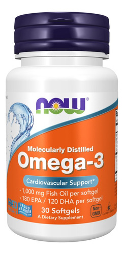 Suplemento em softgels NOW  Omega-3 ômega 3 Omega-3 em pote 30 un