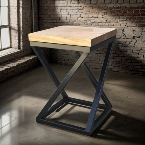 Banco Taburete Esquinero Mesita Banquito Bar Cocina 50cm Negro Semi Mate Natural
