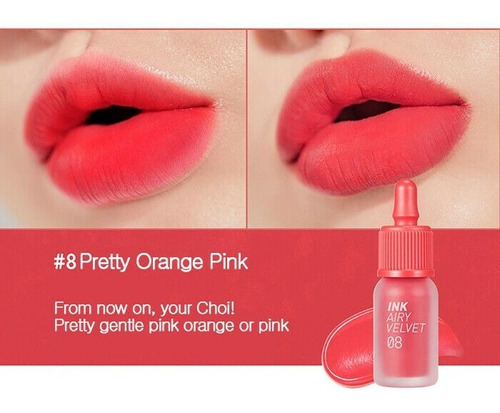 Peripera Ink Airy Velvet Tint 4g Nº08 Pretty Orange Pink Acabamento Velvet Cor Nº08 Pretty Orange Pink