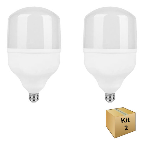 Kit de 2 bombillas LED con base E27, bivolt, blanco frío, 50 W, color blanco frío, 110 V/220 V