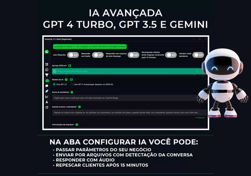 Sistema De Bot De Atendimento Para Whatsapp Com Gpt4(1 Mês)