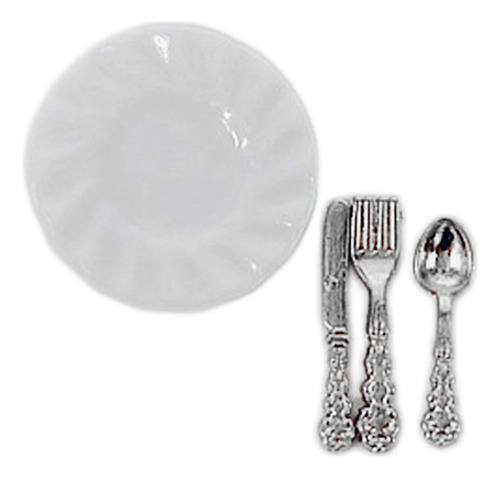 4 Plato De Para Casa De Muñecas Para Decoración De Argén